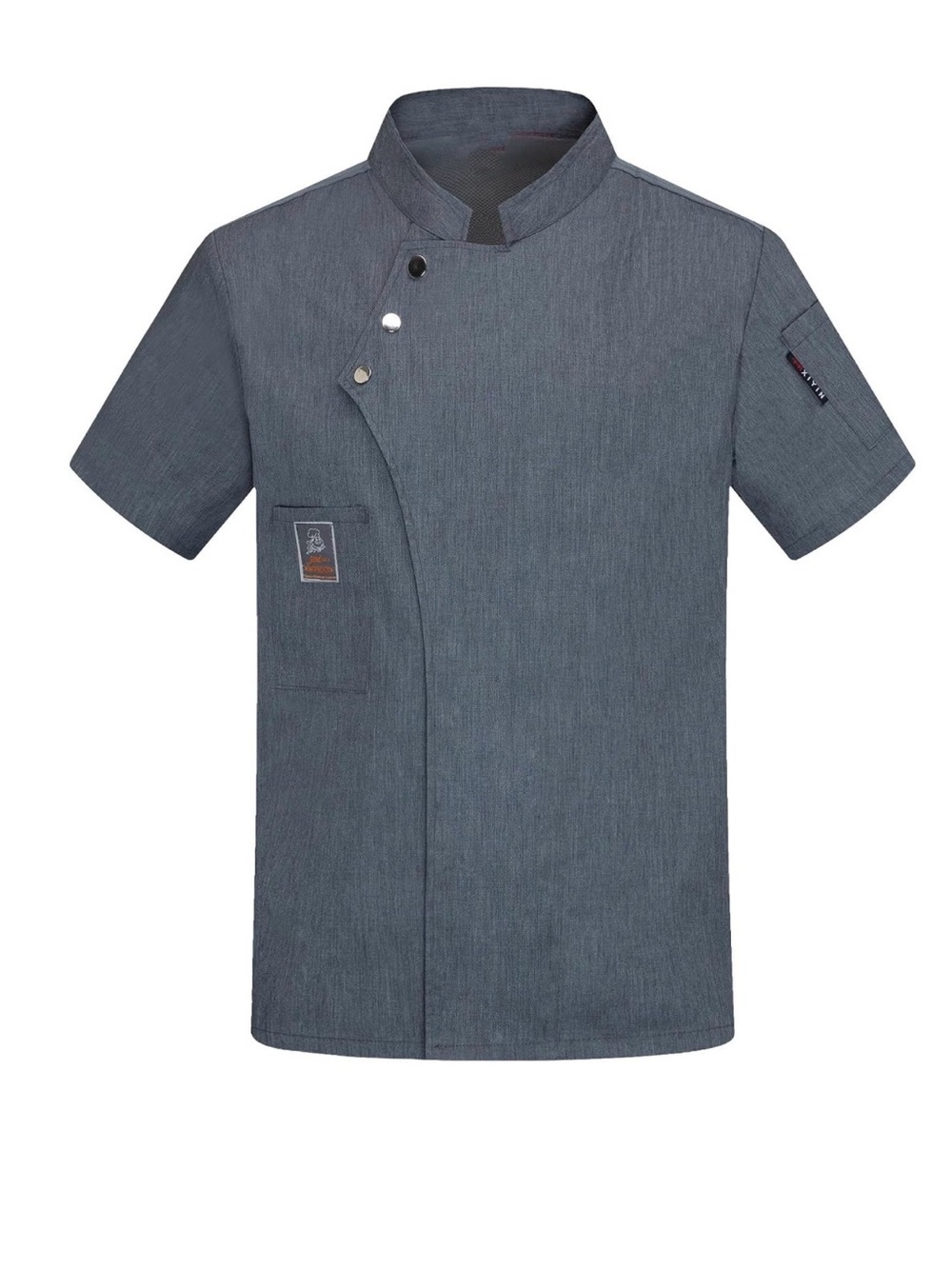 Men's Short-Sleeve Chef Shirt in Charcoal Gray